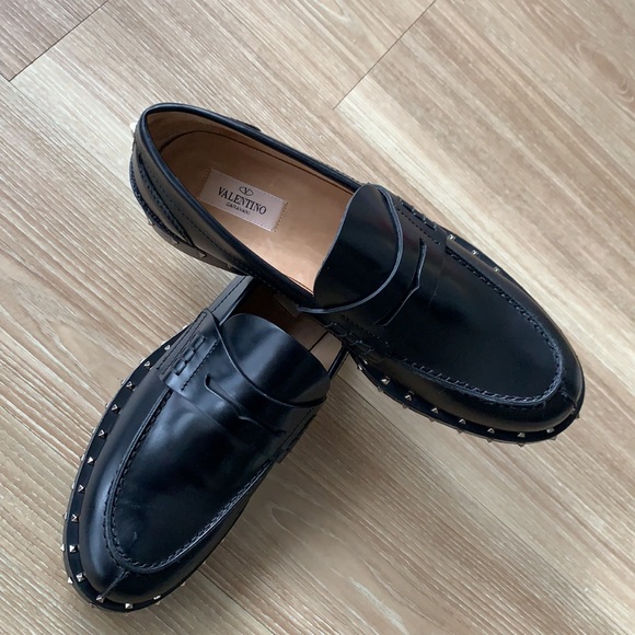 Valentino Garavani metal studded made in Italy size 8(41) slip on black moccasin main image 4
